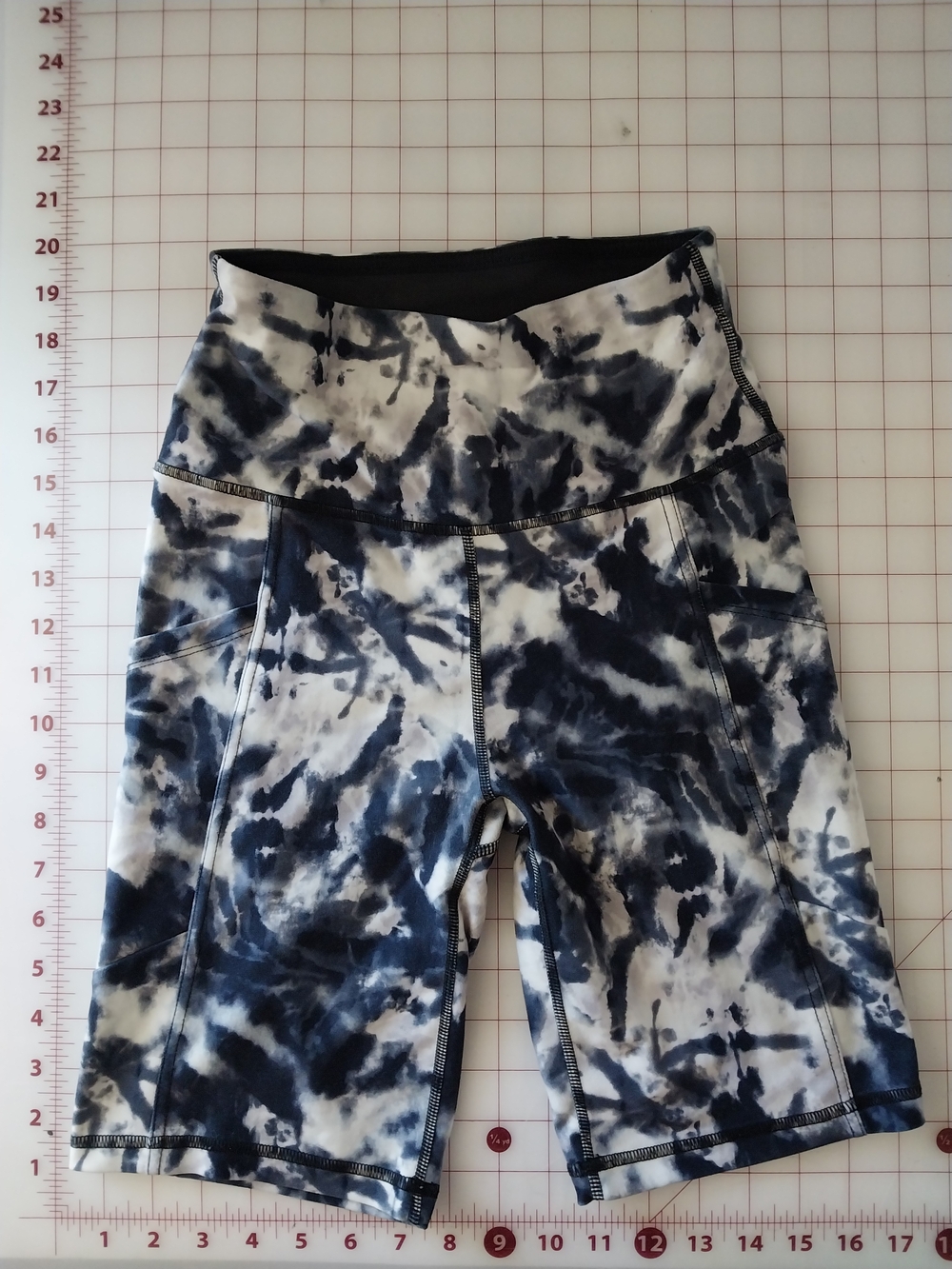 Marika Navy and White Tie-Dye High Waist Bike Shorts